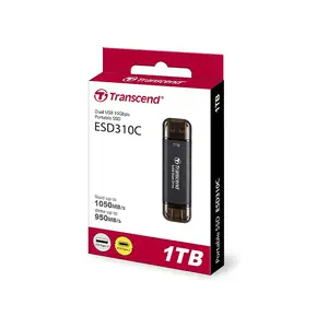 Transcend ESD310C Portable External SSD, USB 3.2 Gen 2 Type-A & Type-C Dual Connector Storage Drive, 1050MB/s High-Speed Solid State Drive