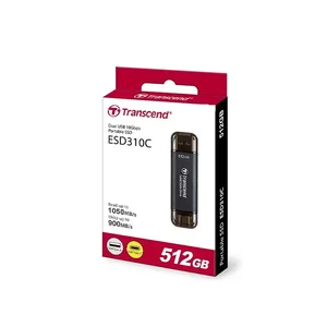 Transcend ESD310C Portable External SSD, USB 3.2 Gen 2 Type-A & Type-C Dual Connector Storage Drive, 1050MB/s High-Speed Solid State Drive