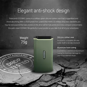 Transcend ESD380C 4TB Portable External SSD, USB 3.2 Gen 2x2 Type-C High-Speed Storage Drive, 2000MB/s Rugged Aluminum Solid State External SSD