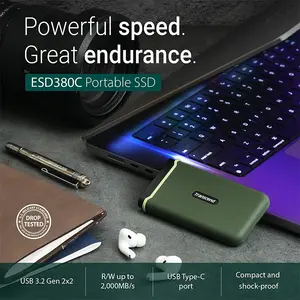 Transcend ESD380C 4TB Portable External SSD, USB 3.2 Gen 2x2 Type-C High-Speed Storage Drive, 2000MB/s Rugged Aluminum Solid State External SSD