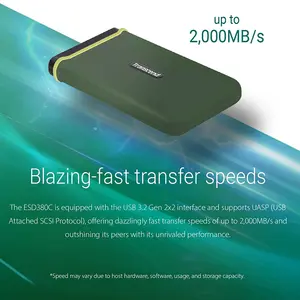 Transcend ESD380C 4TB Portable External SSD, USB 3.2 Gen 2x2 Type-C High-Speed Storage Drive, 2000MB/s Rugged Aluminum Solid State External SSD