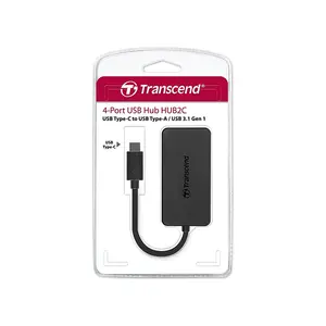 Transcend HUB2C USB Type-C 4-Port USB 3.1 Gen 1 Hub, SuperSpeed 5Gbps Data Transfer, USB-C to Quad USB-A Expansion Hub, Ultra-Slim Portable Design