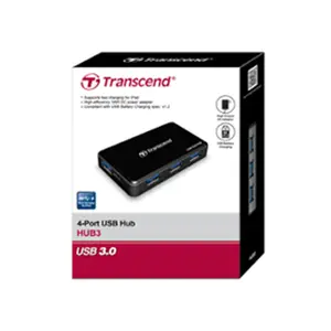 Transcend HUB3K Powered 4-Port USB 3.1 Gen 1 Hub with Power Adapter, 5Gbps SuperSpeed Data Transfer, Fast Charging Port, Desktop and Laptop USB Expansion Hub