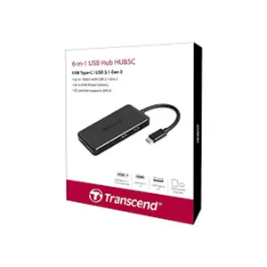 Transcend HUB5C 6-in-1 USB Type-C Hub, USB 3.1 Gen 2 10Gbps Data Transfer, 60W Power Delivery Pass-Through, SD UHS-II and microSD Card Reader