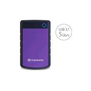 Transcend Store Jet 25H3P 2TB External Hard Drive, USB 3.1 Gen 1 High-Speed Interface, Three-Stage Anti-Shock Protection System, Rugged Portable Storage Solution, Durable Purple Edition