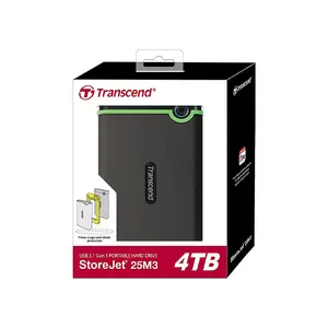 Transcend StoreJet 25M3 4TB Portable Hard Drive, USB 3.1 High-Speed Interface, Military-Grade Shock Resistant Design, Portable External Storage Drive for Backup and Data Protection