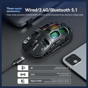 Twolf X3 Tri-Mode Lightweight Gaming Mouse, Wireless and Wired Connectivity, High-Precision Optical Sensor, Lightweight Ergonomic Design, Competitive Gaming Performance Mouse