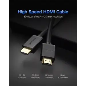 UGREEN 10112 HDMI Cable 20m, Active IC Signal Booster Technology, 4K Ultra HD Resolution Support, HDMI Male to Male Connector, Long-Distance High-Definition Audio Video Transmission Cable Black
