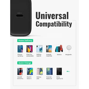 UGREEN 10191 20W USB-C Fast Wall Charger EU Black, Single USB-C Port, 20W Fast Charging, Smart Safety Protection, Flame-Retardant ABS Housing, Compact Travel Charger for Smartphones & Tablets