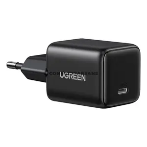 UGREEN 10191 20W USB-C Fast Wall Charger EU Black, Single USB-C Port, 20W Fast Charging, Smart Safety Protection, Flame-Retardant ABS Housing, Compact Travel Charger for Smartphones & Tablets