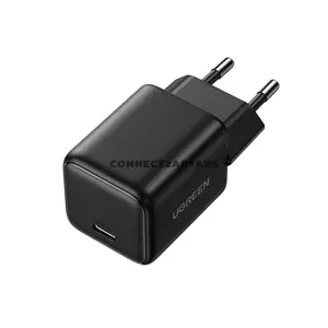 UGREEN 10191 20W USB-C Fast Wall Charger EU Black, Single USB-C Port, 20W Fast Charging, Smart Safety Protection, Flame-Retardant ABS Housing, Compact Travel Charger for Smartphones & Tablets