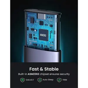 UGREEN 10902 M.2 NVMe SSD Enclosure, USB 3.1 Gen2 10Gbps Interface, NVMe PCIe SSD Support, Aluminium Alloy Cooling Case, High-Speed External Storage Enclosure Black