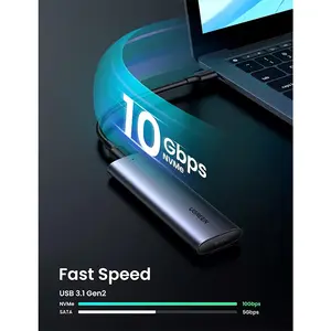 UGREEN 10902 M.2 NVMe SSD Enclosure, USB 3.1 Gen2 10Gbps Interface, NVMe PCIe SSD Support, Aluminium Alloy Cooling Case, High-Speed External Storage Enclosure Black