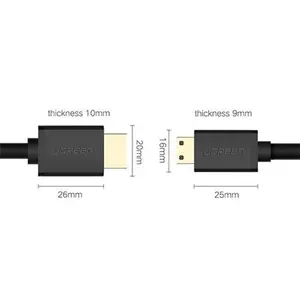UGREEN 11167 Mini HDMI to HDMI Cable 1.5m, 4K Ultra HD Resolution Support, Audio Return Channel Support, Mini HDMI Male to HDMI Male Connector, High-Definition Audio Video Cable Black