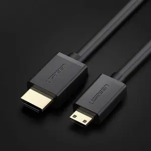 UGREEN 11167 Mini HDMI to HDMI Cable 1.5m, 4K Ultra HD Resolution Support, Audio Return Channel Support, Mini HDMI Male to HDMI Male Connector, High-Definition Audio Video Cable Black