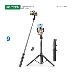 UGREEN 15062 Selfie Stick Tripod 1.5M, Bluetooth 5.1 Remote Control, Extendable 157cm Selfie Stick, Foldable Portable Tripod for Smartphones