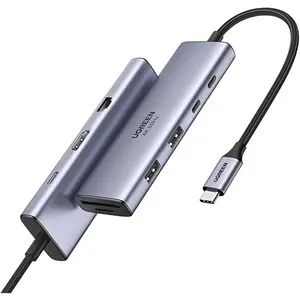 UGREEN 15375 USB-C 9-in-1 Hub, 2×USB 3.0 + 2×USB-C + HDMI + RJ45 + SD/TF + PD Charging, 4K@60Hz Display Output, Multiport USB-C Connectivity Adapter
