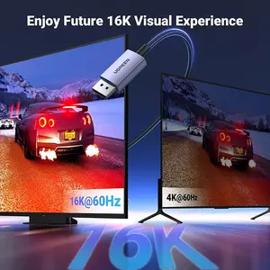 UGREEN 15384 DisplayPort 2.1 Cable 2m, 16K@60Hz and 8K@240Hz Ultra High Resolution Support, 80Gbps Bandwidth, HDR Display Technology, DisplayPort Male to Male Premium Audio Video Cable Black