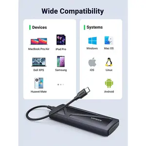 UGREEN 15512 CM578 M.2 NVMe SSD Enclosure, USB 3.1 Gen2 10Gbps Interface, Tool-Free Installation, Aluminium Alloy Housing, High-Speed External SSD Enclosure Black
