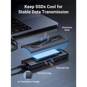 UGREEN 15512 CM578 M.2 NVMe SSD Enclosure, USB 3.1 Gen2 10Gbps Interface, Tool-Free Installation, Aluminium Alloy Housing, High-Speed External SSD Enclosure Black