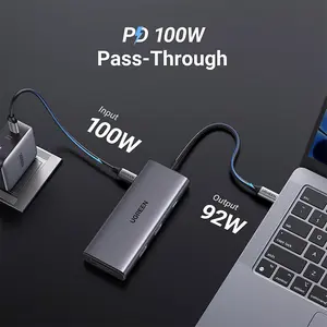 UGREEN 15531 USB-C Multifunction Adapter 7-in-1 Multiport Hub, HDMI Display Output, USB Data Ports, SD/TF Card Reader, Power Delivery Charging Support, Portable USB Type-C Connectivity Adapter