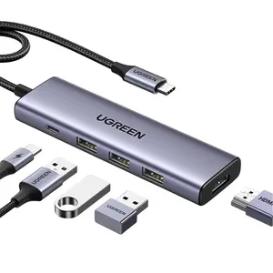 UGREEN 15596 USB-C Multifunction Adapter 5-in-1 Multiport Hub, HDMI Display Output, USB Data Ports, Power Delivery Charging, Compact Portable USB-C Connectivity Adapter