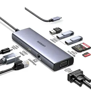 UGREEN 15600 USB-C Multifunction Adapter 9-in-1 Hub, Multiport USB-C Connectivity Expansion, Portable Docking Solution, HDMI Display Output, USB Data and Charging Ports