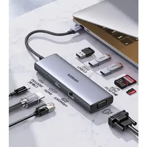 UGREEN 15600 USB-C Multifunction Adapter 9-in-1 Hub, Multiport USB-C Connectivity Expansion, Portable Docking Solution, HDMI Display Output, USB Data and Charging Ports
