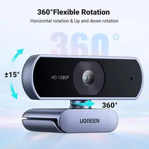 UGREEN 15728 CM678 USB HD Webcam, 1080P Full HD Resolution, Built-In Microphone, Plug-and-Play USB Connectivity, Video Conferencing, Online Meetings and Streaming Camera Black