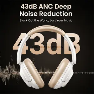 UGREEN HP202 15809 HiTune Max5 Hybrid ANC Wireless Over-Ear Headphones White, 43dB Active Noise Cancellation, Hi-Res Audio, 40mm Drivers, 90-Hour Battery, AI Call Noise Cancellation & Low-Latency Gaming Mode