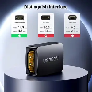 UGREEN 20107 HDMI Female to Female Adapter Black, HDMI Coupler Connector, High-Definition Audio Video Extension Adapter, HDMI Cable Joiner for Monitor, TV and Projector Connectivity