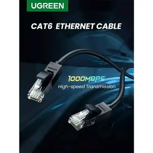UGREEN 20166 Cat6 Ethernet Cable 20m, 1Gbps High-Speed Network Performance, UTP 8-Core Construction, RJ45 Connectors, Stable Gigabit LAN Internet Cable for Home and Office Networking Black