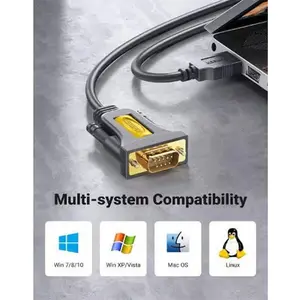 UGREEN 20222 USB 2.0 to DB9 RS-232 Adapter Cable 2m, Serial Converter with Male DB9 Port, Industrial Equipment and Legacy Device Connectivity Cable Black