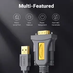 UGREEN 20222 USB 2.0 to DB9 RS-232 Adapter Cable 2m, Serial Converter with Male DB9 Port, Industrial Equipment and Legacy Device Connectivity Cable Black