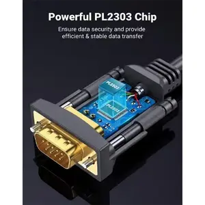 UGREEN 20222 USB 2.0 to DB9 RS-232 Adapter Cable 2m, Serial Converter with Male DB9 Port, Industrial Equipment and Legacy Device Connectivity Cable Black
