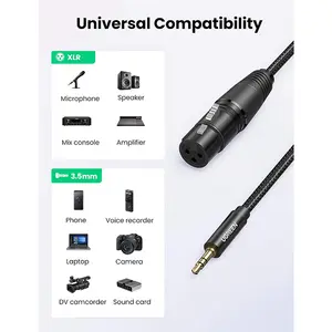 UGREEN 20244 3.5mm TRS Male to XLR Female Audio Cable 2m, Three-Pole Balanced Audio Transmission, Professional Microphone and Mixer Connection Cable Black20244 3.5mm Male to XLR Female Audio Cable 2m, Three-Pole TRS, Balanced Audio, Black