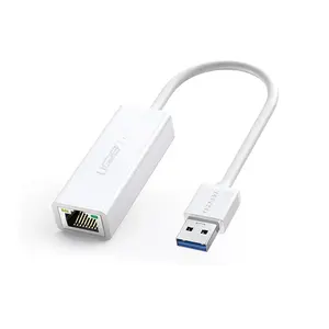 UGREEN 20255 USB 3.0 Type-A to Gigabit Ethernet Adapter White ABS 10cm, RJ45 LAN Adapter, 1000Mbps Network