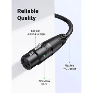 UGREEN 20710 XLR Male to Female Microphone Cable 2m, Cannon Audio Extension Cable, Balanced Signal Transmission, Professional Microphone and Audio Equipment Connection Cable Black