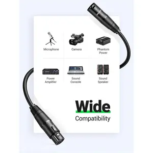 UGREEN 20710 XLR Male to Female Microphone Cable 2m, Cannon Audio Extension Cable, Balanced Signal Transmission, Professional Microphone and Audio Equipment Connection Cable Black