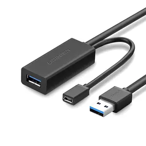 UGREEN 20827 USB 3.0 Extension Cable 10m, 5Gbps High-Speed Data Transfer, Active Repeater Signal Amplification, USB-A Male to Female Connector, Long-Distance USB Extension Cable Black