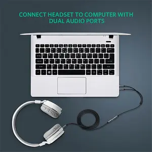 UGREEN 20899 3.5mm Female to Dual 3.5mm Male Audio Cable, Headphone and Microphone Splitter Adapter, Aluminum Alloy Housing, Stereo Audio and Mic Extension Cable Black
