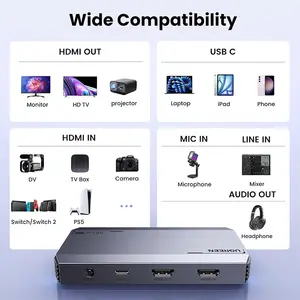 UGREEN 25173 HDMI Video Capture Device, 4K×2K@60Hz HDMI Input and Output Support, USB Video Capture Adapter, Live Streaming, Recording and Content Creation Capture Device
