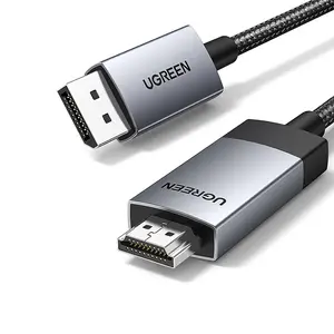 UGREEN 25491 DisplayPort to HDMI Cable 3m, 4K Ultra HD Resolution Support, DisplayPort Male to HDMI Male Connector, High-Definition Audio Video Cable Black