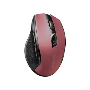 UGREEN 25752 Ergonomic Wireless Mouse, 2.4GHz & Bluetooth Connectivity, Contoured Design, Red (Battery not included)