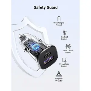 UGREEN 25845 EC305 30W Dual-Port Fast Car Charger, USB-C PD 30W + USB-A 22.5W Fast Charging, Dual-Port Simultaneous Charging, Compact Car Charger