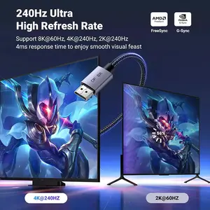 UGREEN 25905 DisplayPort 1.4 Cable 2m, 8K@60Hz and 4K@144Hz High Refresh Rate Support, HDR Display Technology, DisplayPort Male to Male Premium Audio Video Cable Black