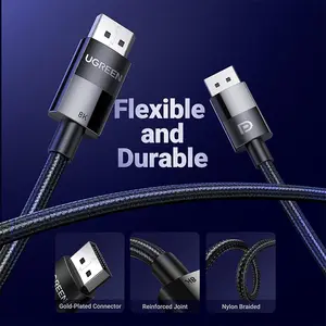 UGREEN 25906 DisplayPort 1.4 Cable 3m, 8K@60Hz and 4K@240Hz Ultra High Refresh Rate Support, HDR Display Technology, DisplayPort Male to Male High-Performance Audio Video Cable Black