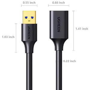UGREEN 30127 USB 3.0 Extension Cable 3m, 5Gbps High-Speed Data Transfer, USB-A Male to Female Connector, Reliable Signal Transmission, Plug-and-Play USB Extension Cable Black