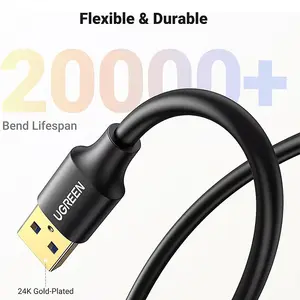 UGREEN 30127 USB 3.0 Extension Cable 3m, 5Gbps High-Speed Data Transfer, USB-A Male to Female Connector, Reliable Signal Transmission, Plug-and-Play USB Extension Cable Black