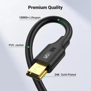 UGREEN 30472 USB 2.0 Type-A to Mini 5-Pin Cable 2m, 480Mbps Data Transfer Speed, Gold-Plated Connectors, Durable Data and Charging Cable Black